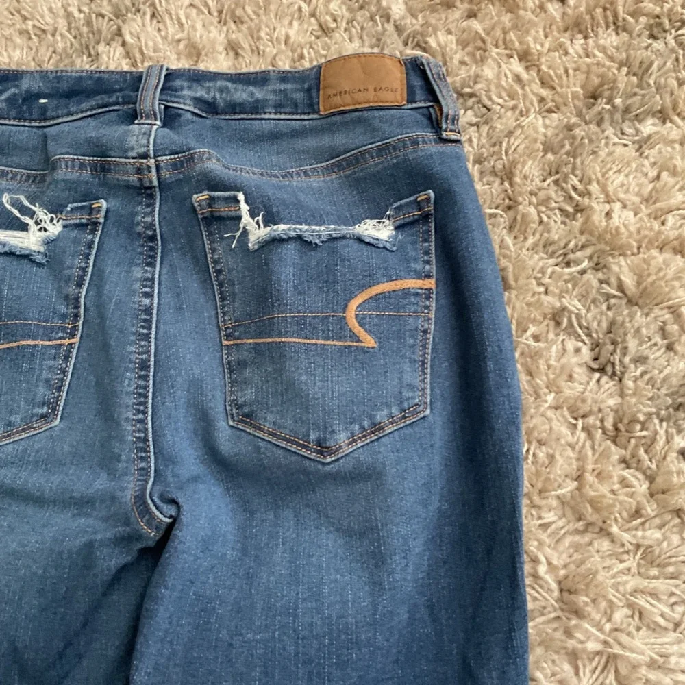 American Eagle Next Level Stretch Distressed Skinny Jeans Blue Size 0 Regular